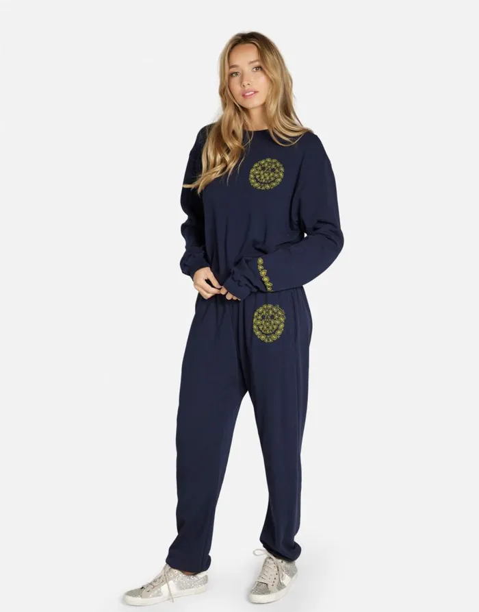 Spalding Diamond Happyface Navy Women Lauren Moshi Long Sleeve
