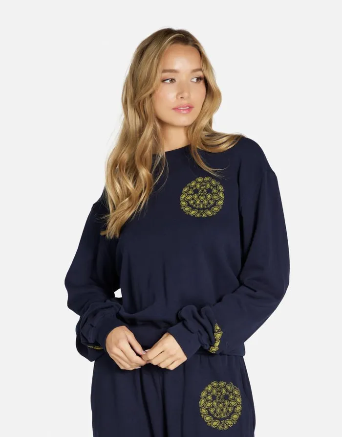 Spalding Diamond Happyface Navy Women Lauren Moshi Long Sleeve