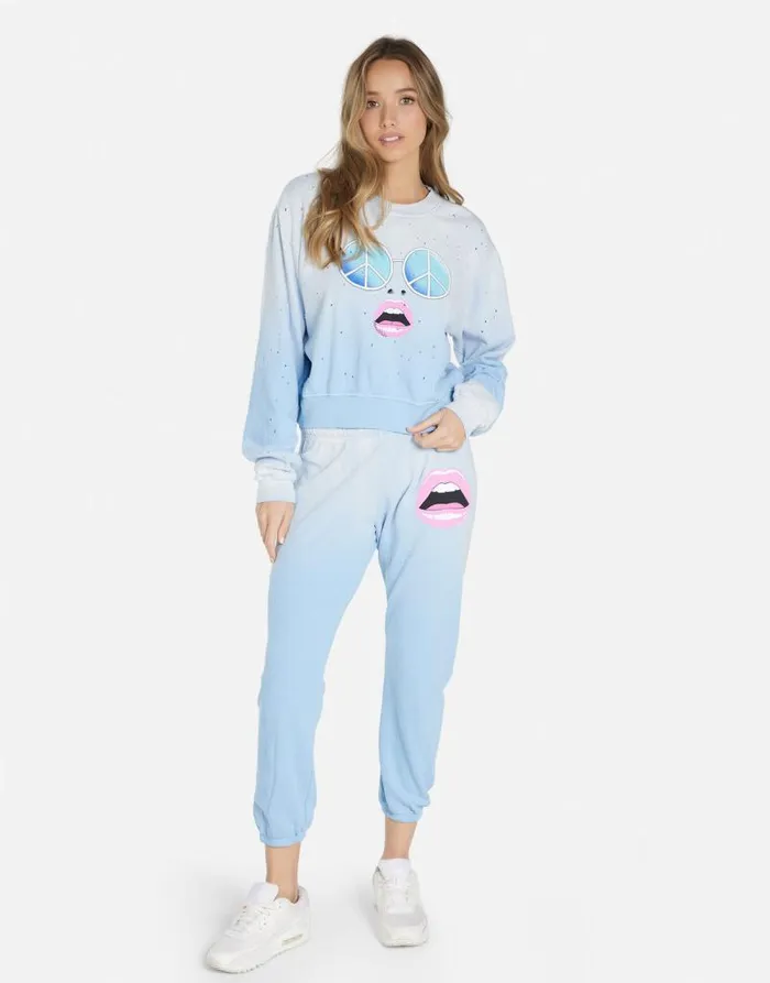 Spalding Retro Peace Face Ice Blue Ombre Women Lauren Moshi Long Sleeve
