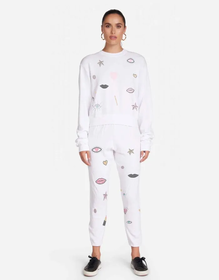 Spalding X Crystal Glam White Women Lauren Moshi Long Sleeve