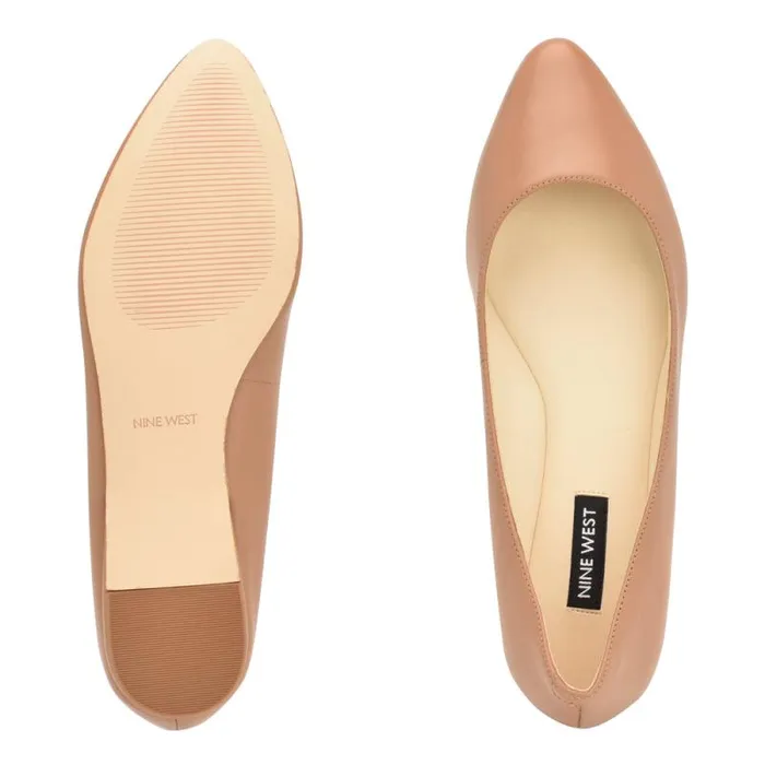 Speakup Almond Toe Flats Light Tan Leather Women Nine West Flats Speakup Almond Toe Flats Light Tan Leather Women Nine West Flats