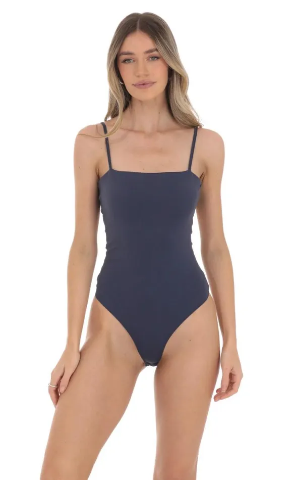 Square Neck Bodysuit Navy Women LUCY IN THE SKY Bodysuits