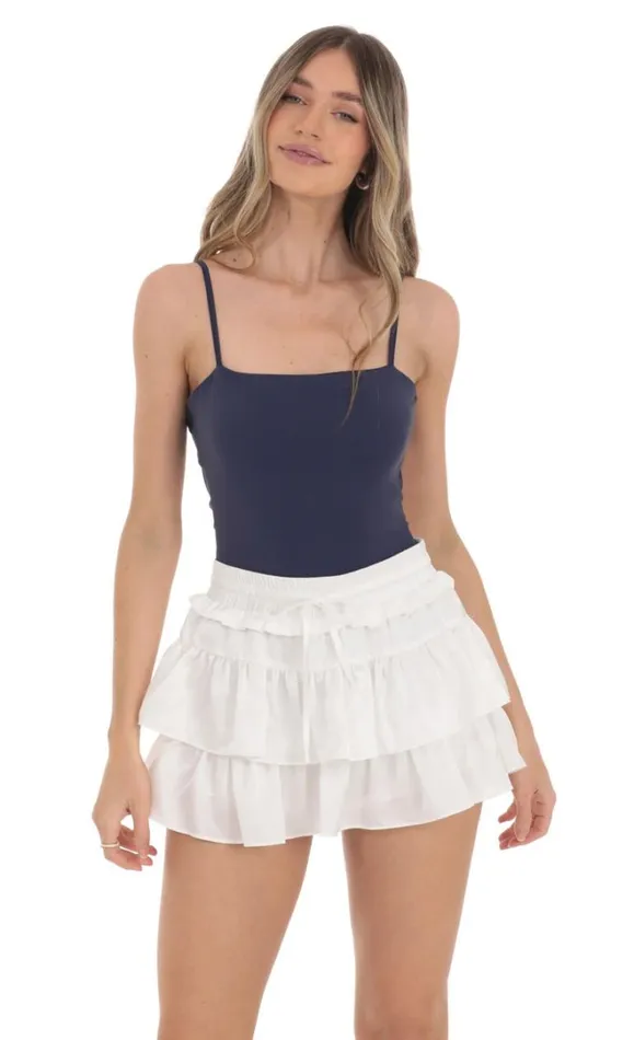 Square Neck Bodysuit Navy Women LUCY IN THE SKY Bodysuits
