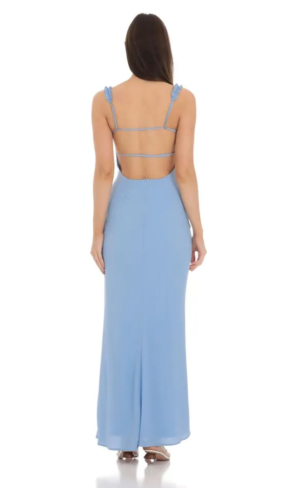 Square Neck Ruffle Strap Maxi Dress Blue Women LUCY IN THE SKY Maxi Dresses Square Neck Ruffle Strap Maxi Dress Blue Women LUCY IN THE SKY Maxi Dresses