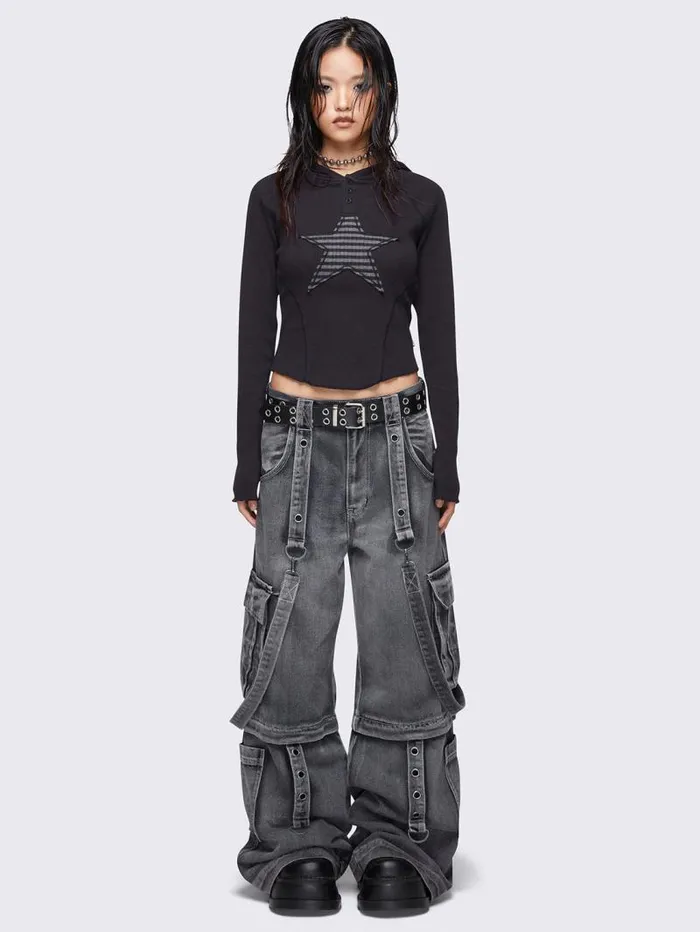 Stella Black Hooded Top Women Minga London Tops and TShirts