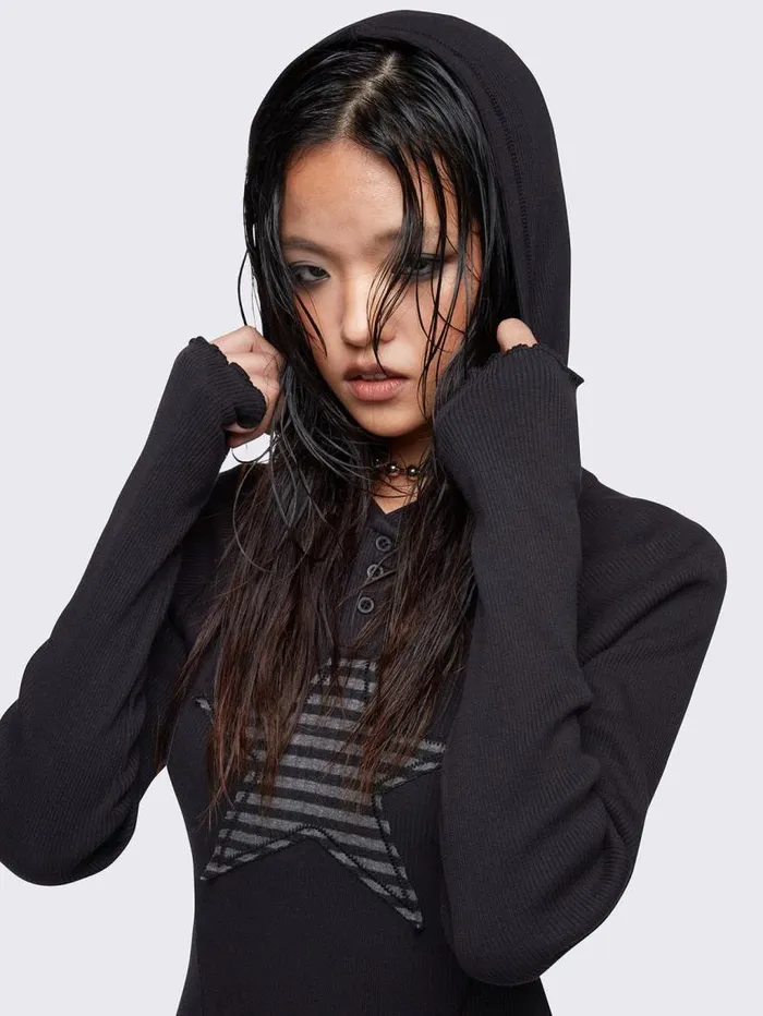 Stella Black Hooded Top Women Minga London Tops and TShirts