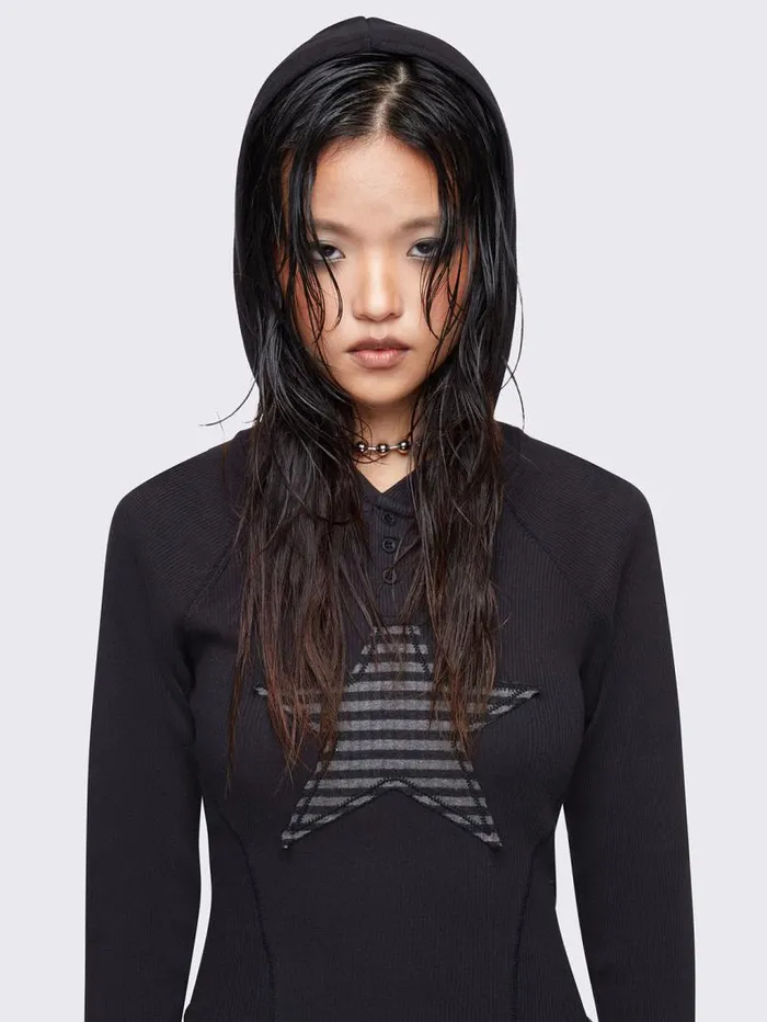 Stella Black Hooded Top Women Minga London Tops and TShirts