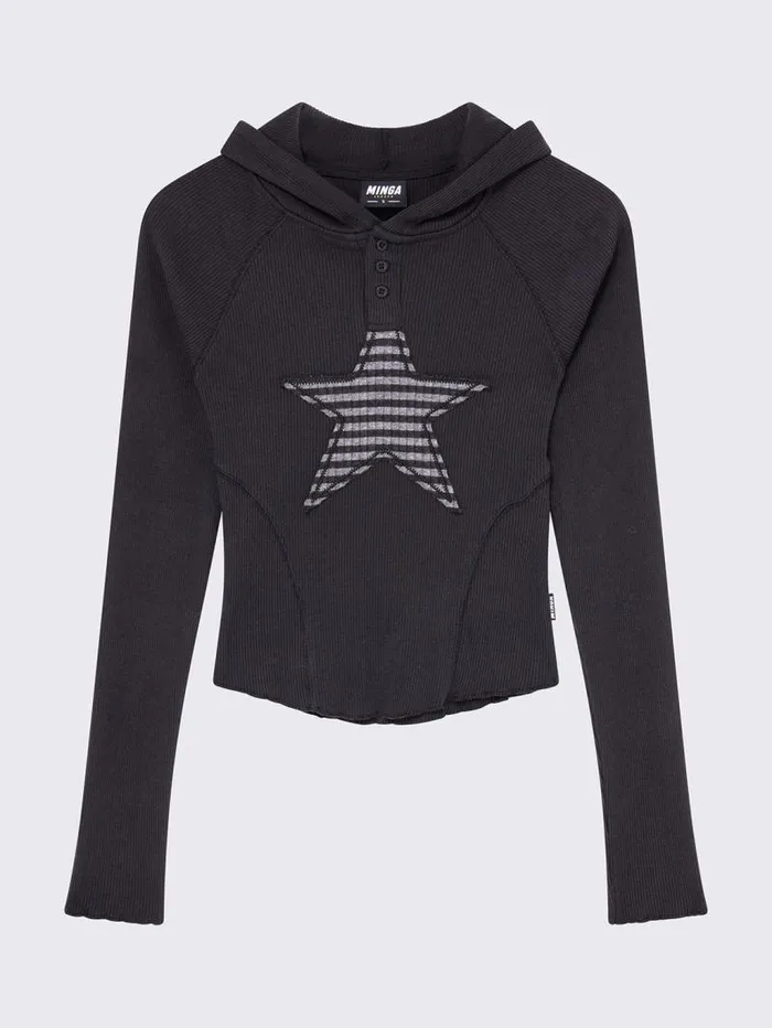 Stella Black Hooded Top Women Minga London Tops and TShirts