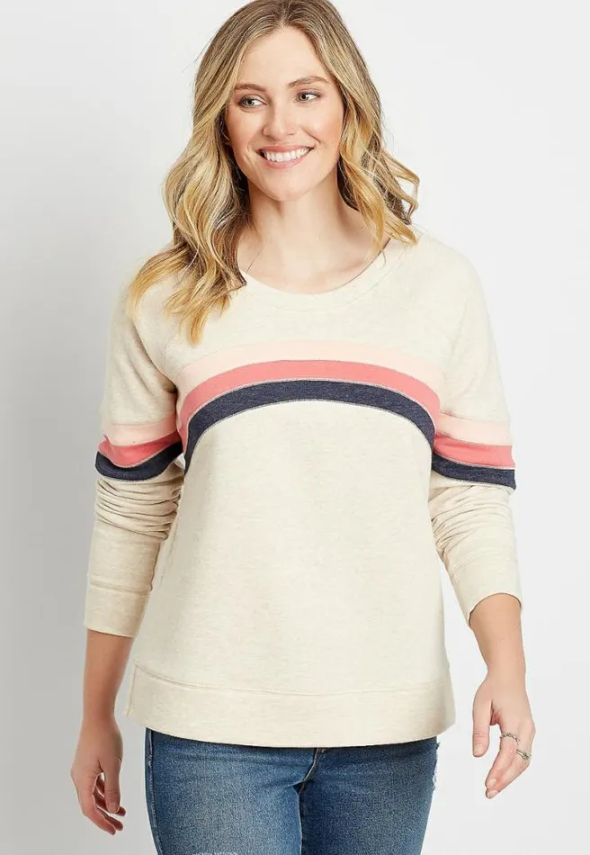 Stripe Crew Neck Sweatshirt Women Maurices Tops