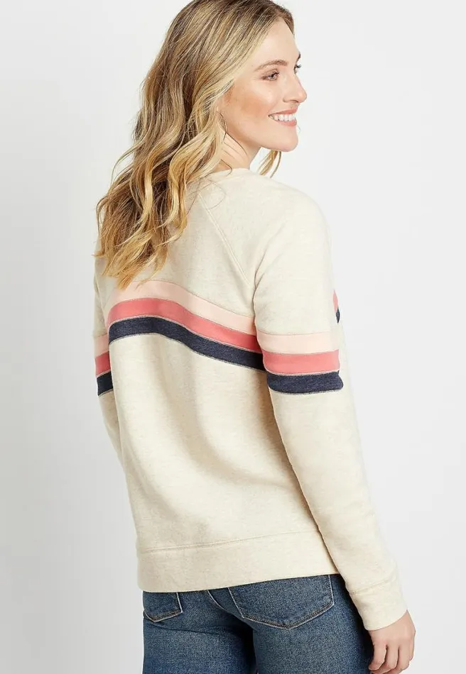 Stripe Crew Neck Sweatshirt Women Maurices Tops