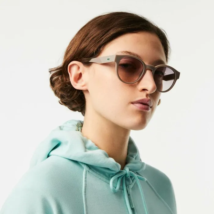 Sunglasses Women Lacoste Women039s Oval Plant Based Resin L1212 Sunglasses Matte Light Ruthenium 038