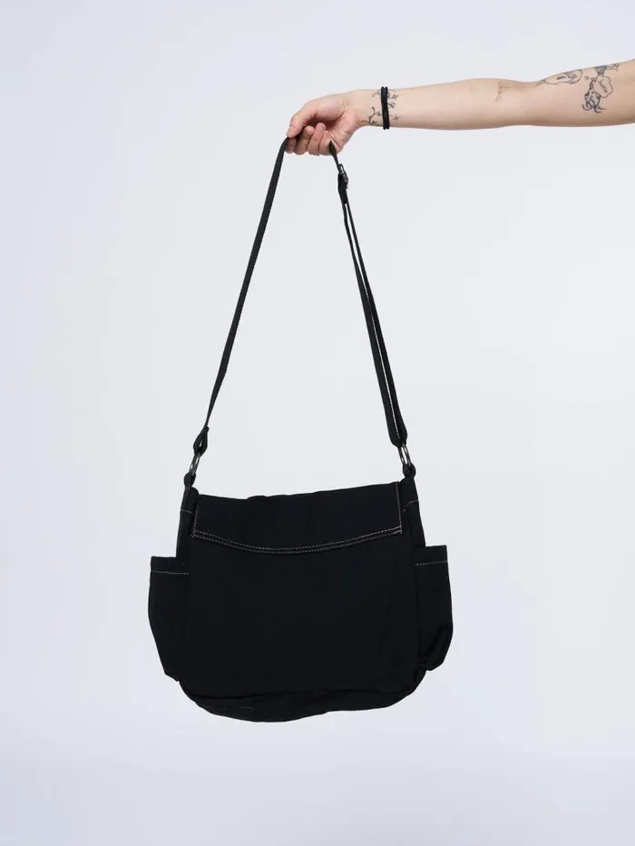 Super Star Black Canvas Messenger Bag Women Minga London Bags
