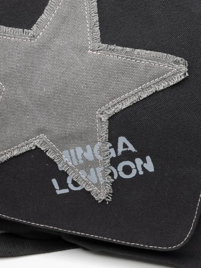 Super Star Black Canvas Messenger Bag Women Minga London Bags