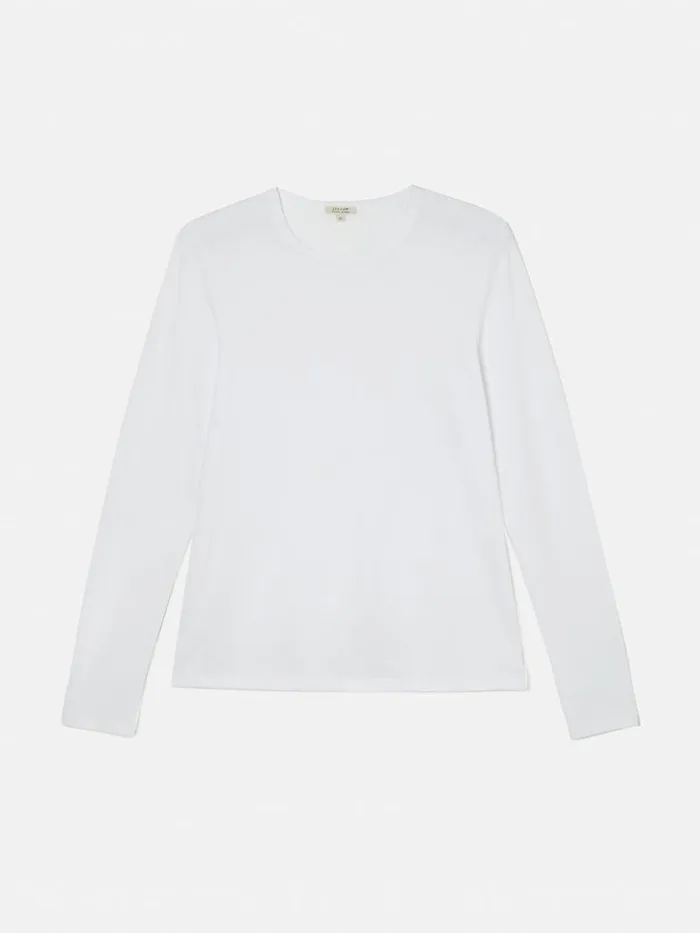 Supima Cotton Long Sleeve Tee White Women Jigsaw Shirts and Tops