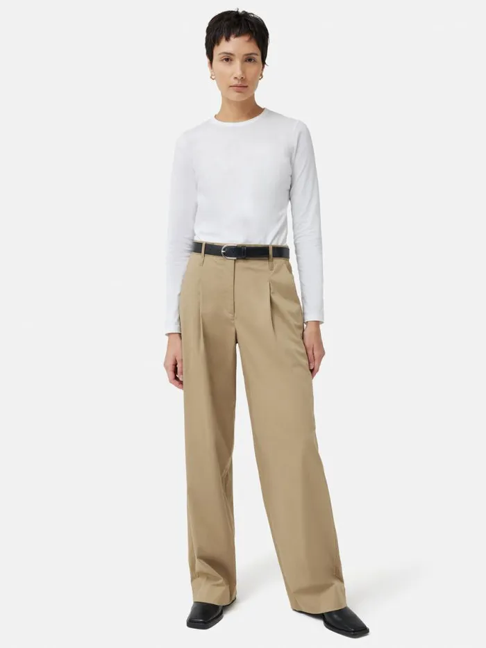 Supima Cotton Long Sleeve Tee White Women Jigsaw Shirts and Tops