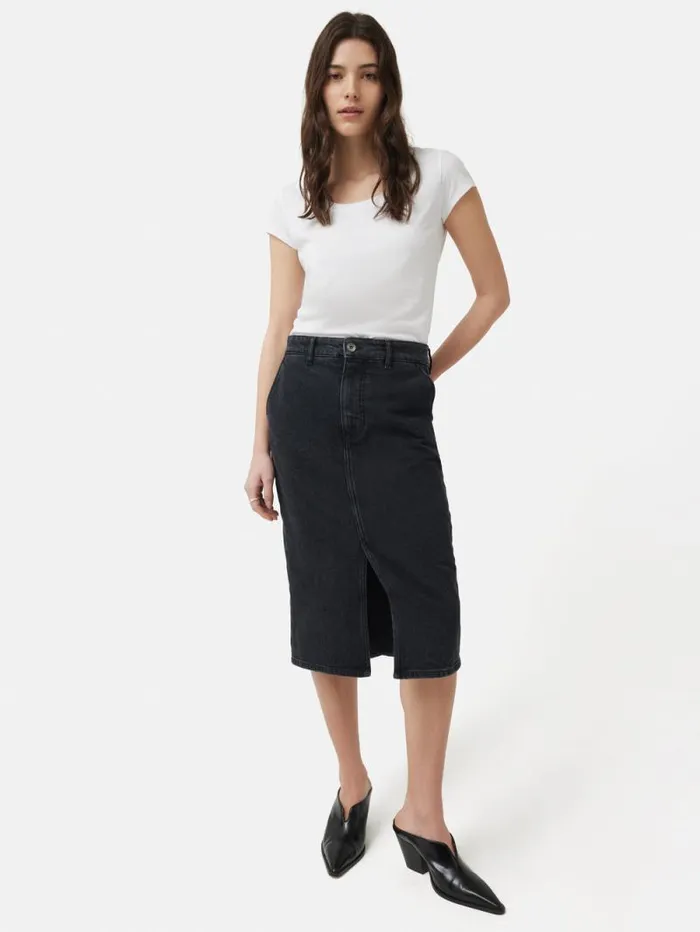 Supima Cotton Scoop Neck Tee White Women Jigsaw Shirts and Tops