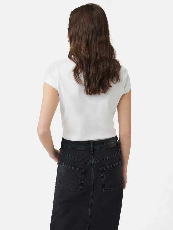 Supima Cotton Scoop Neck Tee White Women Jigsaw Shirts and Tops