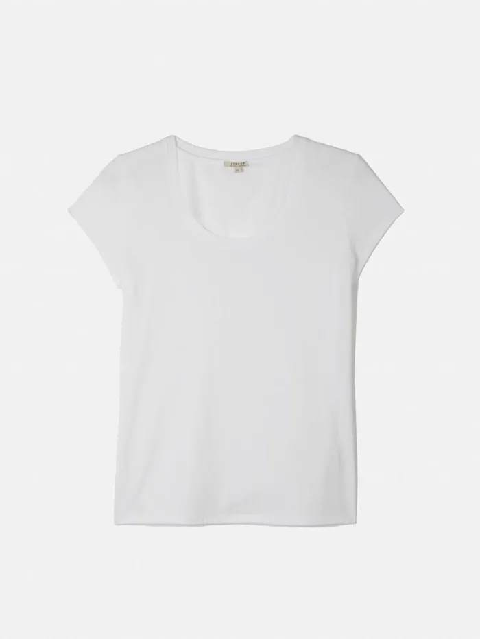 Supima Cotton Scoop Neck Tee White Women Jigsaw Shirts and Tops
