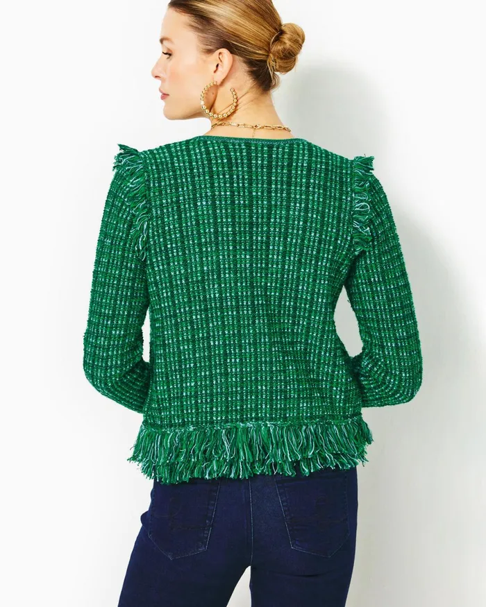 Sweaters and Cardigans Women Lilly Pulitzer Simora Fringe Cardigan Evergreen Exotic Tweed Sweaters and Cardigans Women Lilly Pulitzer Simora Fringe Cardigan Evergreen Exotic Tweed