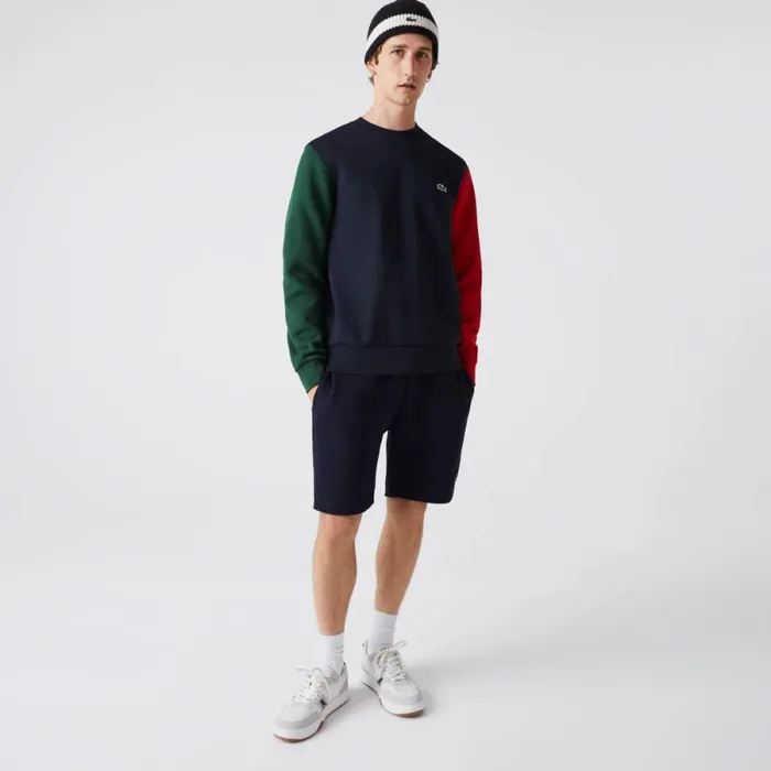 Sweaters and Sweatshirts Men Lacoste Men039s Brushed Fleece Sweatshirt Navy Blue Green Red 4xn