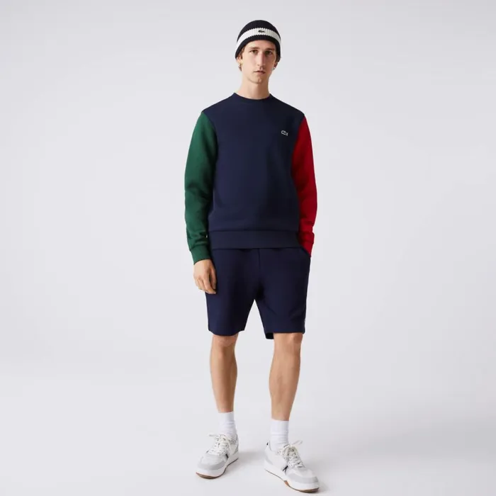 Sweaters and Sweatshirts Men Lacoste Men039s Brushed Fleece Sweatshirt Navy Blue Green Red 4xn