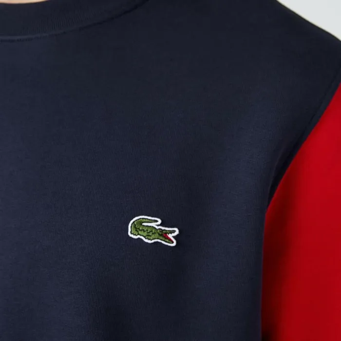 Sweaters and Sweatshirts Men Lacoste Men039s Brushed Fleece Sweatshirt Navy Blue Green Red 4xn