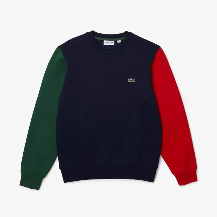 Sweaters and Sweatshirts Men Lacoste Men039s Brushed Fleece Sweatshirt Navy Blue Green Red 4xn
