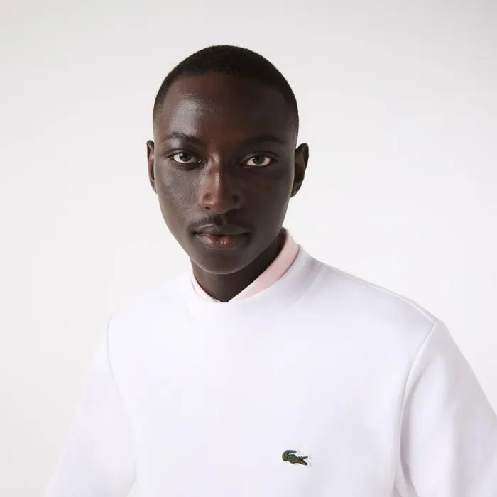 Sweaters and Sweatshirts Men Lacoste Men039s Brushed Fleece Sweatshirt White 001