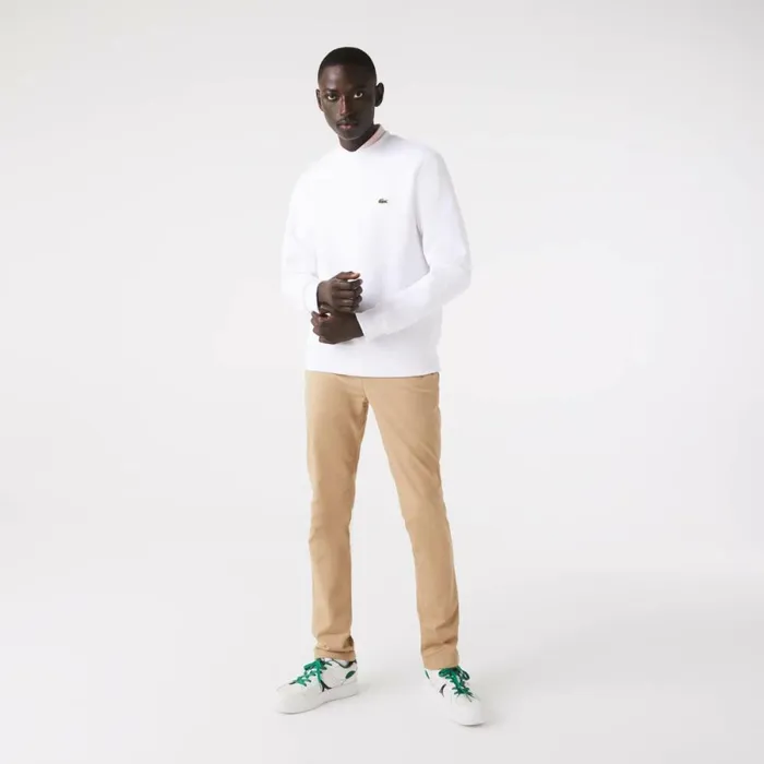 Sweaters and Sweatshirts Men Lacoste Men039s Brushed Fleece Sweatshirt White 001