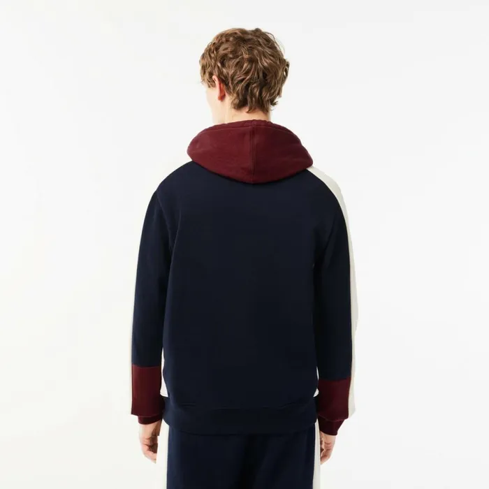 Sweaters and Sweatshirts Men Lacoste Men039s Colorblock Hoodie Navy Blue Bordeaux White Pig