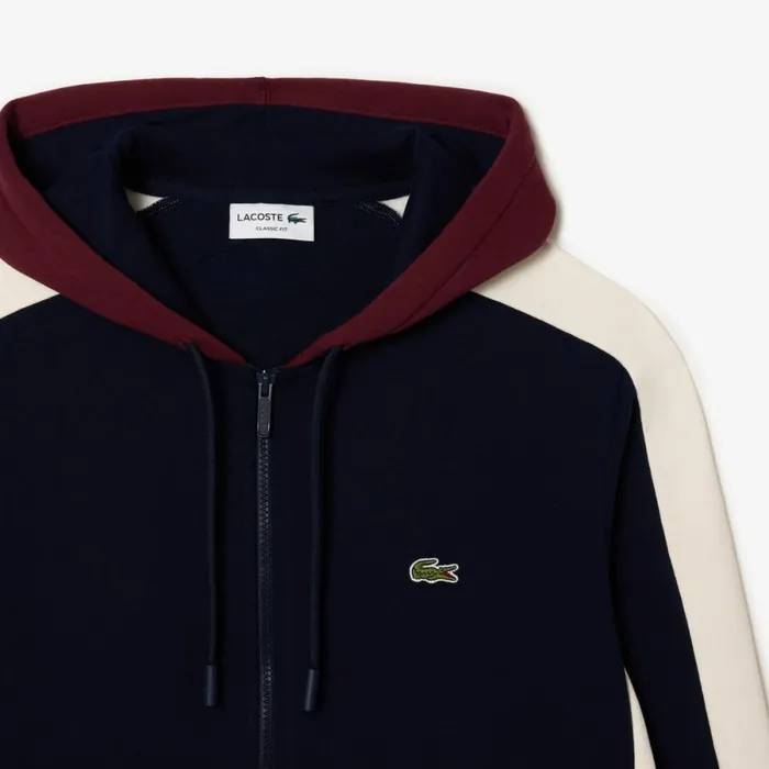 Sweaters and Sweatshirts Men Lacoste Men039s Colorblock Hoodie Navy Blue Bordeaux White Pig