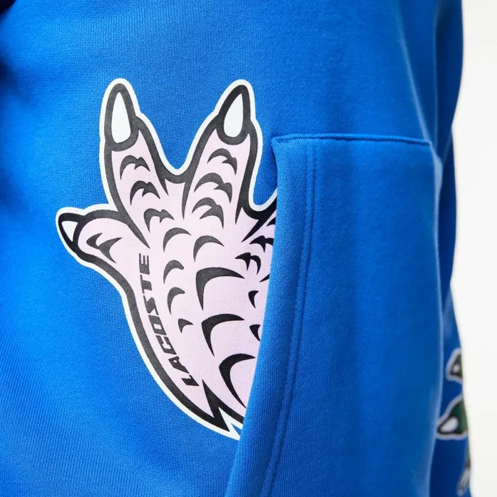 Sweaters and Sweatshirts Men Lacoste Men039s Comic Effect Print Hoodie Blue K1q