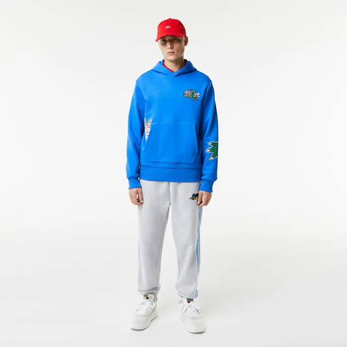 Sweaters and Sweatshirts Men Lacoste Men039s Comic Effect Print Hoodie Blue K1q