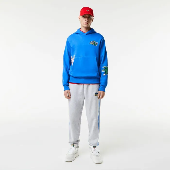 Sweaters and Sweatshirts Men Lacoste Men039s Comic Effect Print Hoodie Blue K1q
