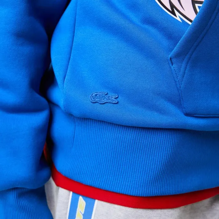 Sweaters and Sweatshirts Men Lacoste Men039s Comic Effect Print Hoodie Blue K1q