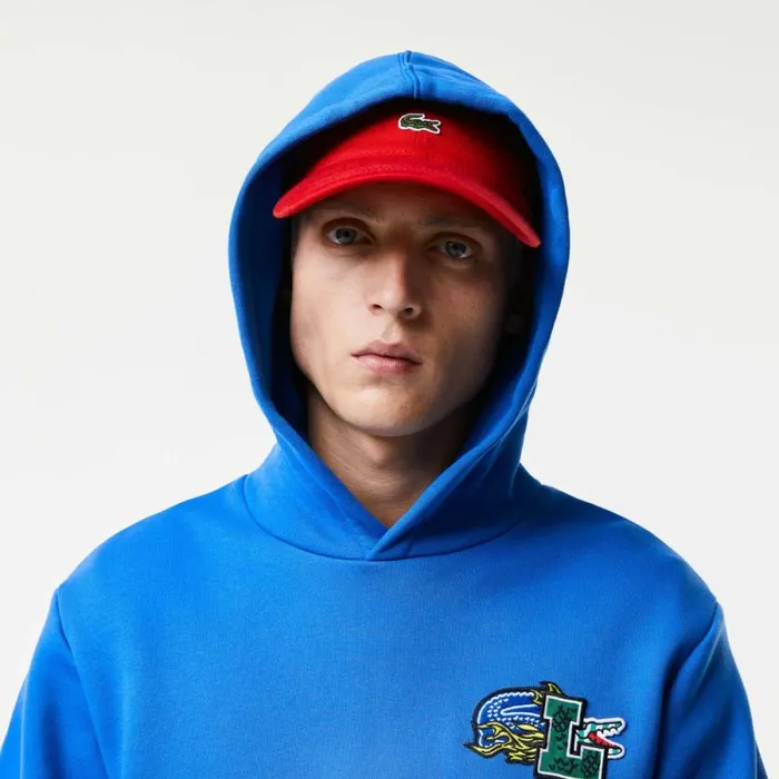 Sweaters and Sweatshirts Men Lacoste Men039s Comic Effect Print Hoodie Blue K1q