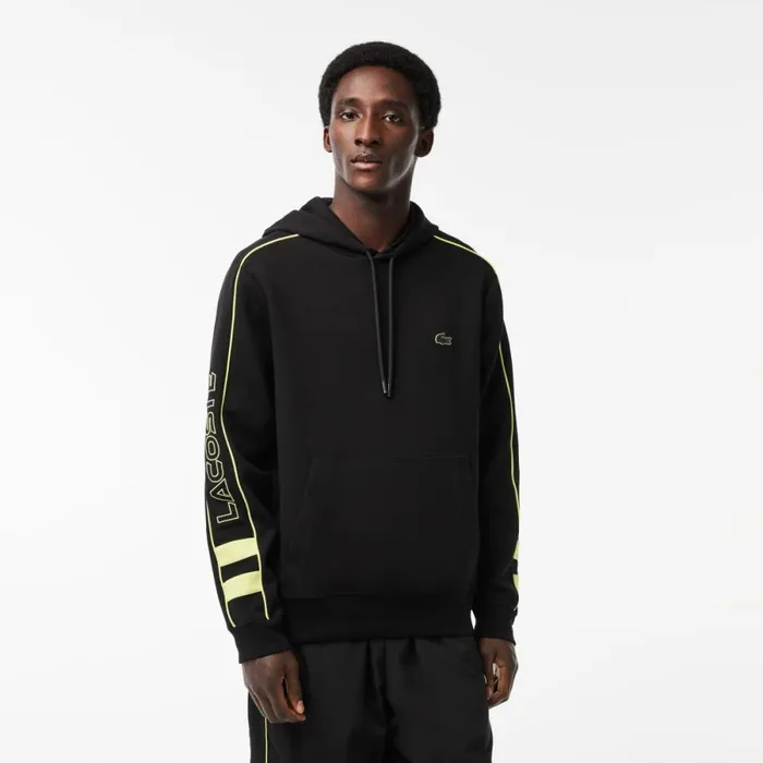 Sweaters and Sweatshirts Men Lacoste Men039s Contrast Details Hoodie Black Flashy Yellow 6vt