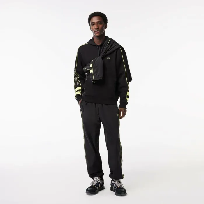 Sweaters and Sweatshirts Men Lacoste Men039s Contrast Details Hoodie Black Flashy Yellow 6vt