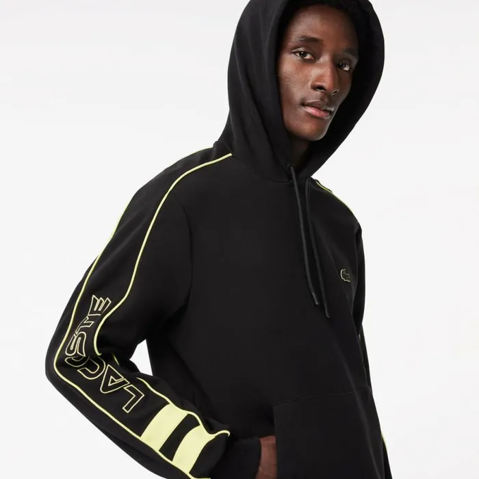 Sweaters and Sweatshirts Men Lacoste Men039s Contrast Details Hoodie Black Flashy Yellow 6vt