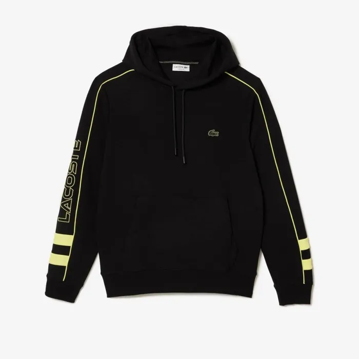 Sweaters and Sweatshirts Men Lacoste Men039s Contrast Details Hoodie Black Flashy Yellow 6vt