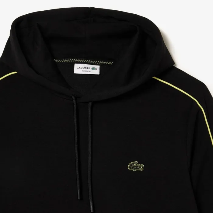 Sweaters and Sweatshirts Men Lacoste Men039s Contrast Details Hoodie Black Flashy Yellow 6vt