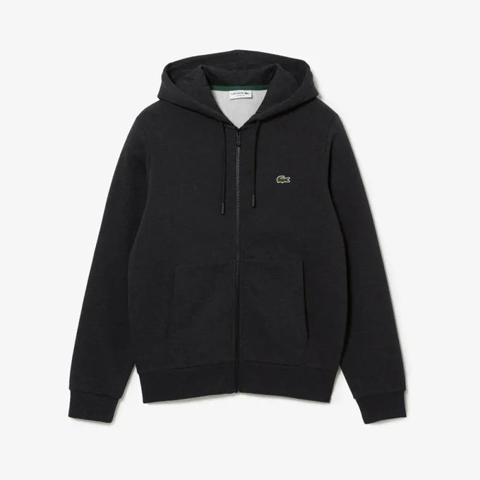 Sweaters and Sweatshirts Men Lacoste Men039s Fleece ZipUp Hoodie Grey El6