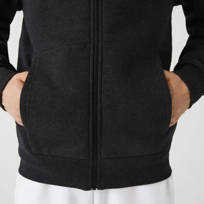 Sweaters and Sweatshirts Men Lacoste Men039s Fleece ZipUp Hoodie Grey El6