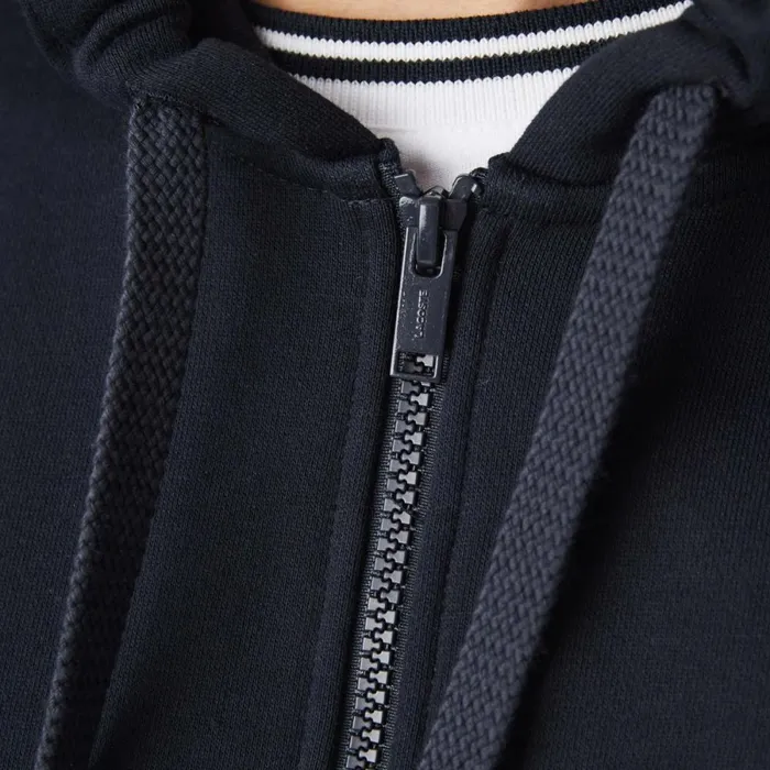 Sweaters and Sweatshirts Men Lacoste Mens Colorblock Lettered Fleece ZipUp Hoodie Navy Blue White Beige E8t
