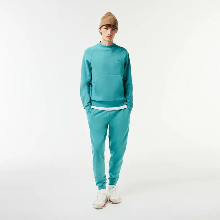 Sweaters and Sweatshirts Men Lacoste Mens Crew Neck Kangaroo Pocket Cotton Blend Sweatshirt Blue Si0