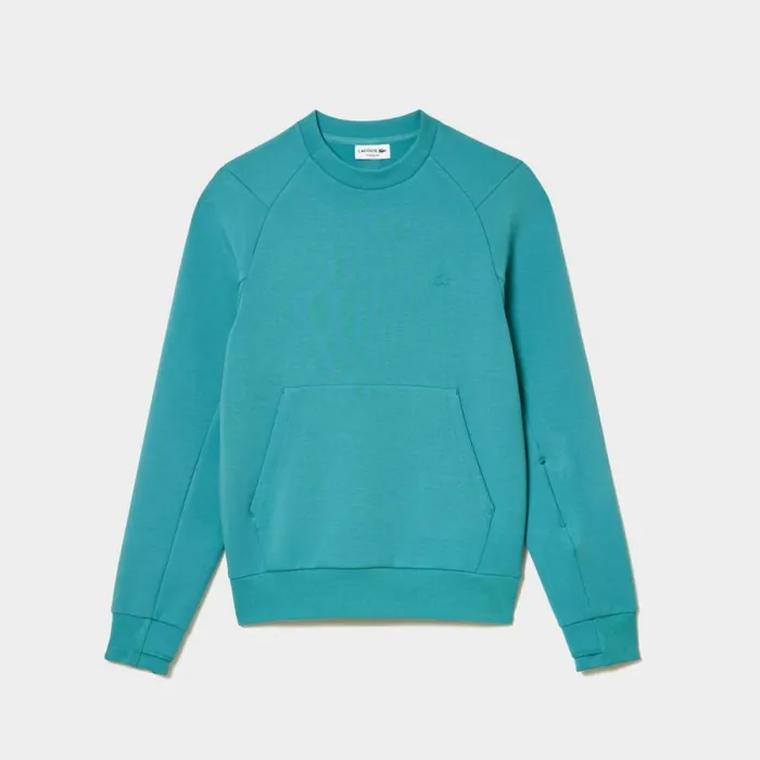 Sweaters and Sweatshirts Men Lacoste Mens Crew Neck Kangaroo Pocket Cotton Blend Sweatshirt Blue Si0