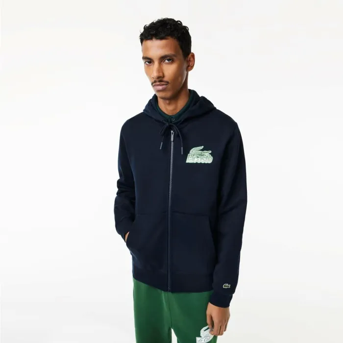 Sweaters and Sweatshirts Men Lacoste Mens Unbrushed Fleece ZipUp Hoodie Navy Blue 166