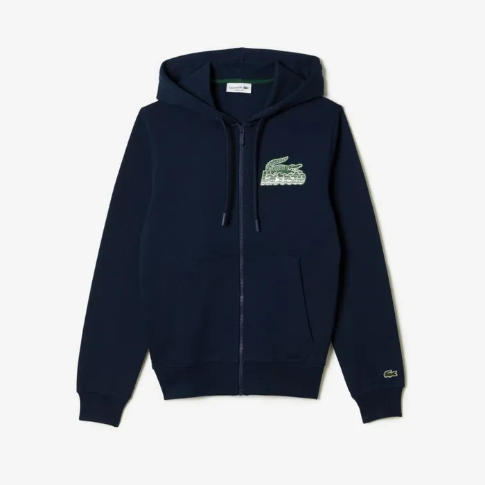 Sweaters and Sweatshirts Men Lacoste Mens Unbrushed Fleece ZipUp Hoodie Navy Blue 166