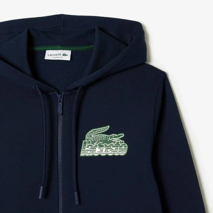 Sweaters and Sweatshirts Men Lacoste Mens Unbrushed Fleece ZipUp Hoodie Navy Blue 166