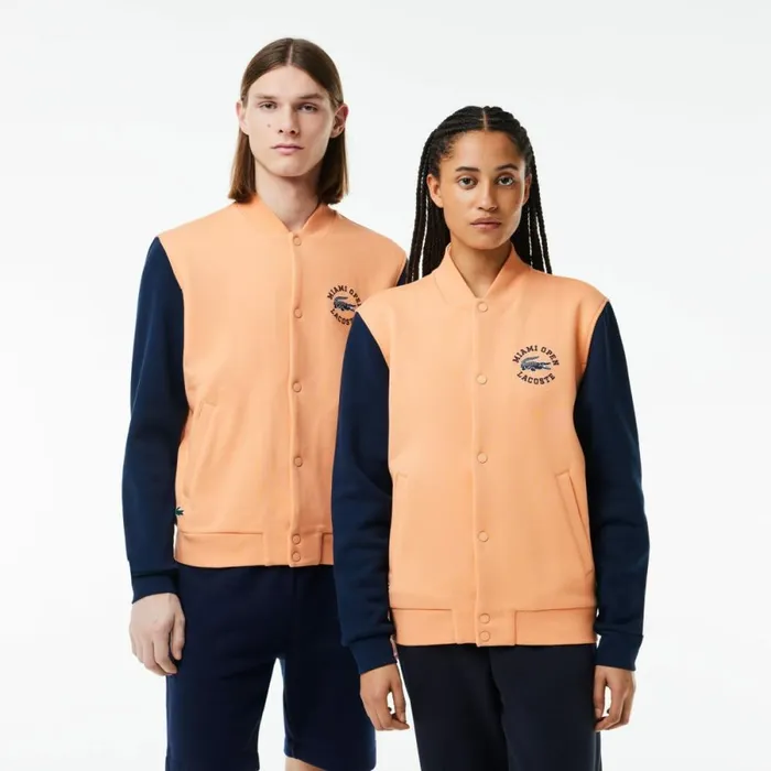 Sweaters and Sweatshirts Men Lacoste Unisex Miami Open Edition Bomber Jacket Light Orange Navy Blue Itd